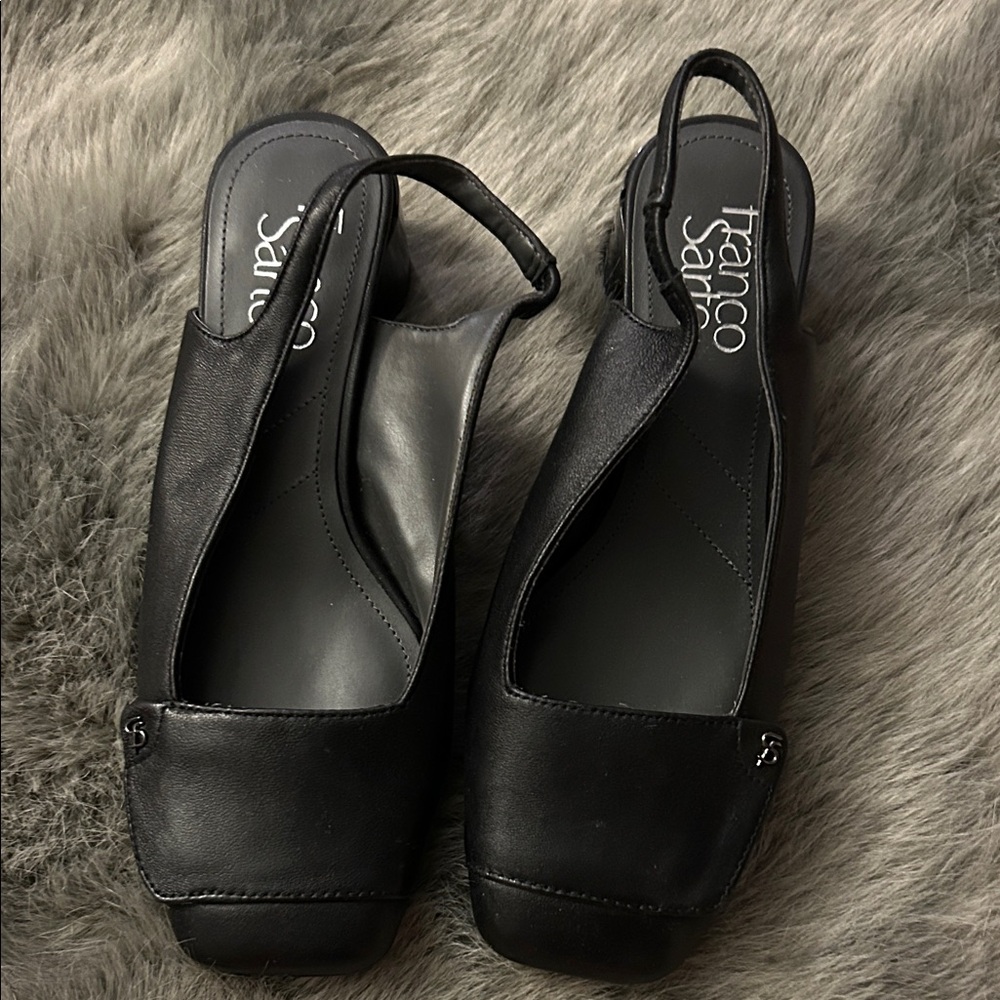 Franco Sarto Black Leather Mules